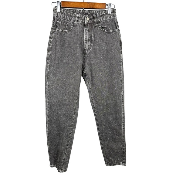 SHEIN Denim - SHEIN Womens High Waisted Mom Jeans Faded Black Acid Wash Tapered Size S 4 25W